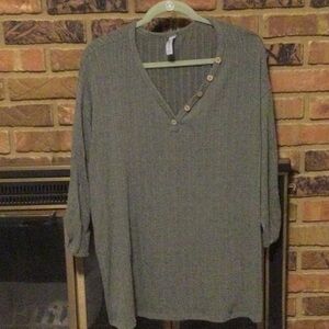 Olive green tunic with wooden buttons